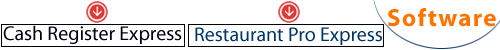 Two softwares available: Cash Register Express and Restaurant Pro Express