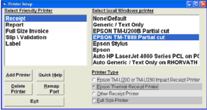 printer setup page